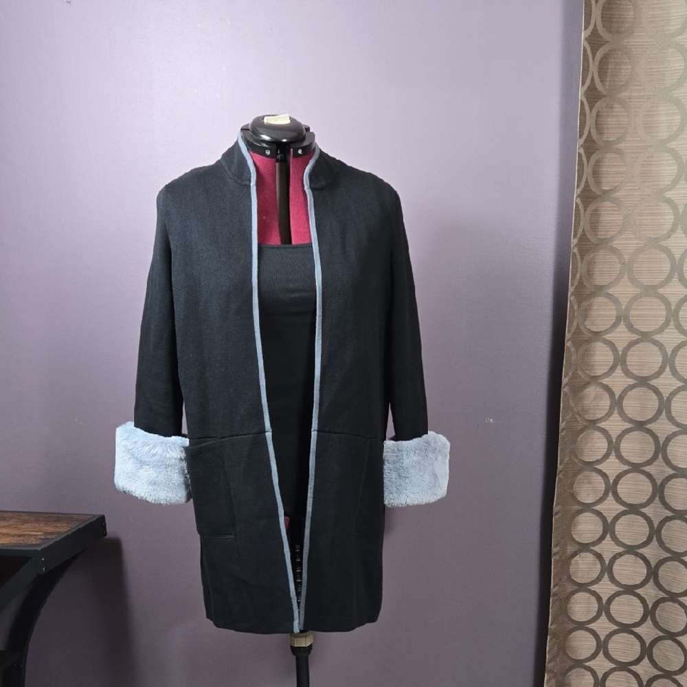 Alfani Black Cape with Gray Trim and  Gray Cuffs
